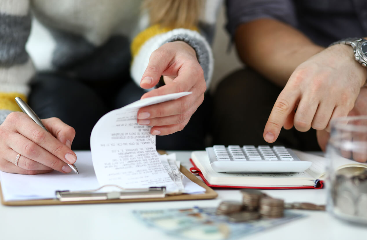 couple working on taxes